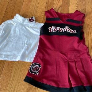 2t Gamecock turtleneck and 3t cheer uniform